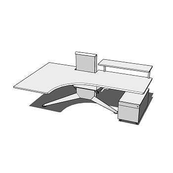   简约办公桌草图大师模型，办公桌sketchup模型下载