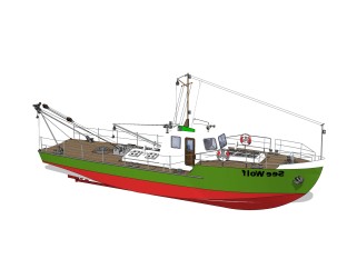 现代渔船草图大师模型，货船sketchup模型下载