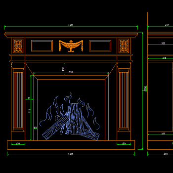 原创整木欧式壁炉CAD素材，原创壁炉CAD施工图下载