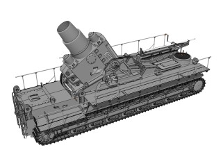 德国karl卡尔600毫米重型臼炮草图大师模型，大炮SU模型下载