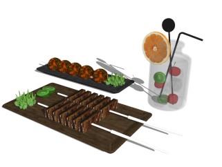 现代烤肉饮料草图大师模型，食品sketchup模型下载