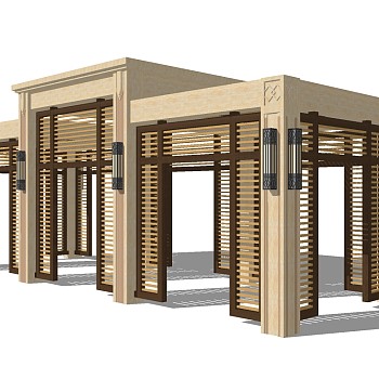 欧式大理石造型廊架草图大师模型，大理石造型廊架sketchup模型下载