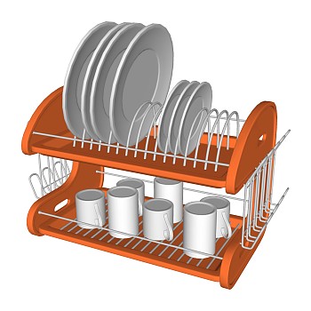碟杯架草图大师模型，杯碟架SU模型下载