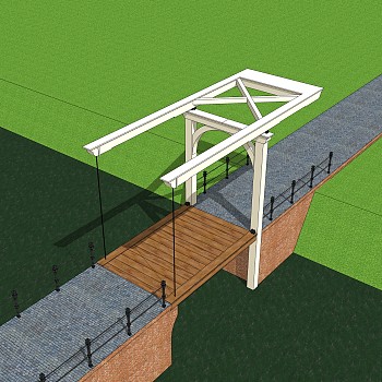 吊桥草图大师模型设计下载，sketchup吊桥su模型分享