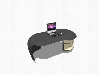 现代电脑办公桌草图大师模型，办公桌skp模型下载