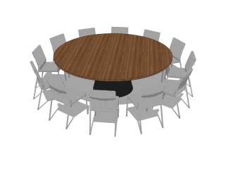 现代圆形餐桌椅su模型，大圆桌草图大师下载