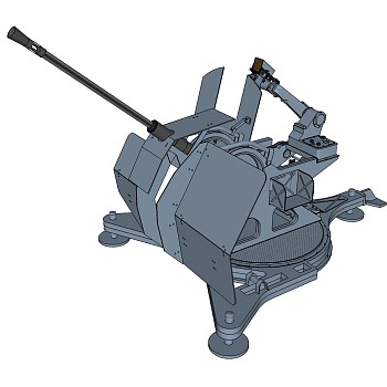 德国FLAK38高射炮草图大师模型，高射炮SU模型下载