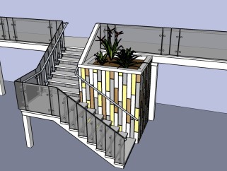 现代简约楼梯草图大师模型，楼梯sketchup模型下载