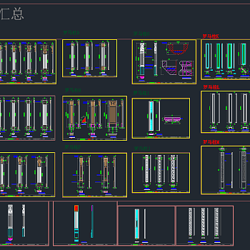 护墙板柜门罗马柱CAD图库，护墙板罗马柱CAD图纸下载