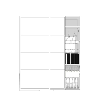 现代简约衣柜草图大师模型，储物柜SKP模型下载