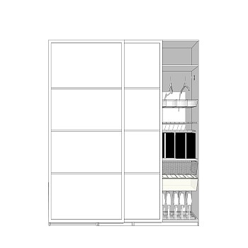 现代简约衣柜草图大师模型，储物柜SKP模型下载