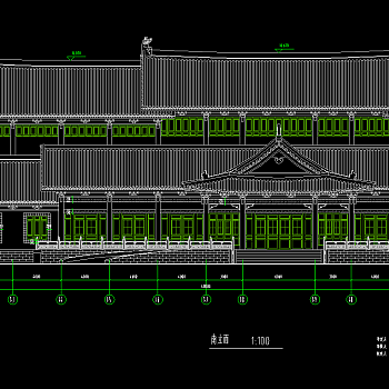 三层仿古图书馆建筑施工图，图书馆CAD建筑图纸下载