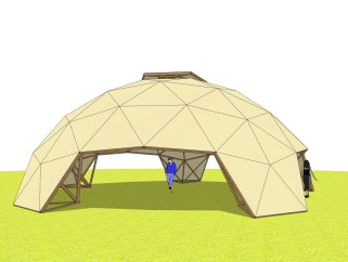现代工业建筑帐篷skp模型，帐篷sketchup模型下载
