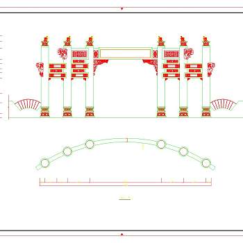 古建筑牌坊入口cad图纸下载