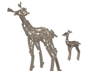 现代抽象鹿雕塑su模型,摆件草图大师模型下载