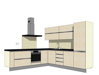现代橱柜sketchup模型，厨房柜草图大师模型下载