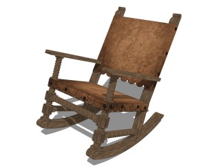 现代摇椅草图大师模型，实木摇椅su模型下载
