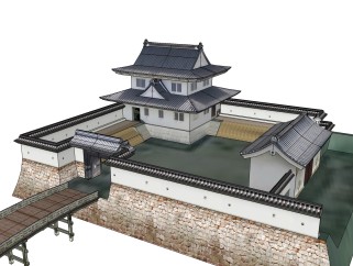 日式古建庭院草图大师模型下载、古建庭院su模型下载