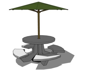 户外桌椅组合草图大师模型，桌椅组合SU模型下载