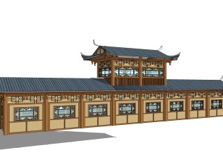新中式苗族风格木制草图大师模型，古建民俗sketchup模型免费下载