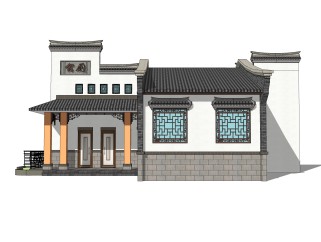 新中式公厕草图大师模型下载，公共厕所sketchup模型分享