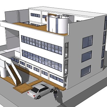 柯布西耶加歇别墅草图大师模型下载、加歇别墅su模型下载