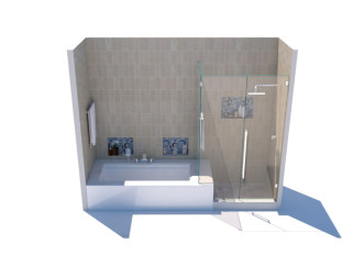 现代浴缸淋浴房组合草图大师模型，浴缸淋浴房组合sketchup模型下载