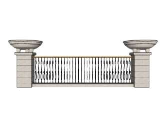 欧式别墅围墙护栏su模型下载、别墅围墙护栏草图大师模型下载