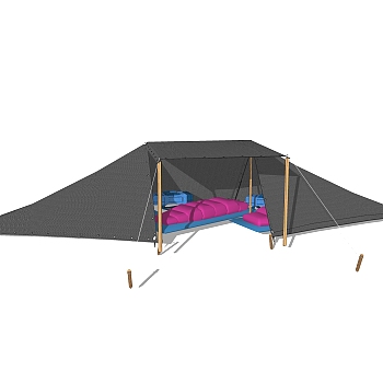 现代简约户外帐篷skb文件，帐篷su模型下载