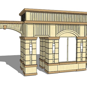 欧式入口大门草图大师模型下载，入口大门sketchup模型