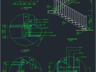 楼梯扶手CAD施工图9套，节点大样CAD施工图纸下载
