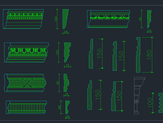 门套线踢脚线CAD图库，各式线条CAD施工图下载