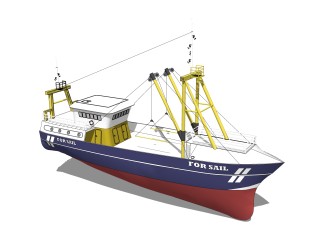 现代大型渔船sketchup模型，货船草图大师模型下载
