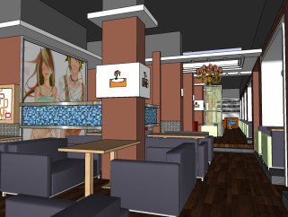 现代咖啡店草图大师模型，咖啡店sketchup模型下载