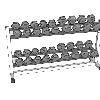 现代健身器材哑铃skp模型，健身器材草图大师模型下载