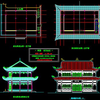 寺庙金殿CAD施工图，寺庙CAD建筑图纸下载