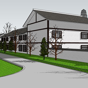 新中式别墅su模型免费下载，sketchup别墅草图大师模型