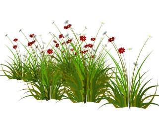 麦兰绿植sketchup模型，现代观花植物skp文件下载