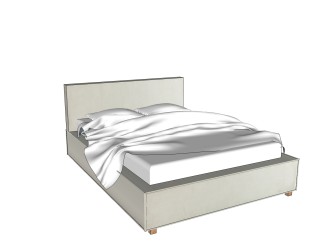 现代双人床免费su模型，双人床sketchup模型下载