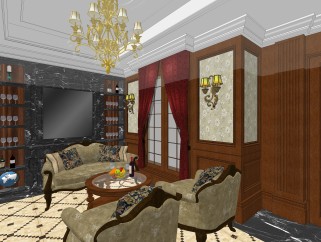 欧式古典别墅sketchup模型下载