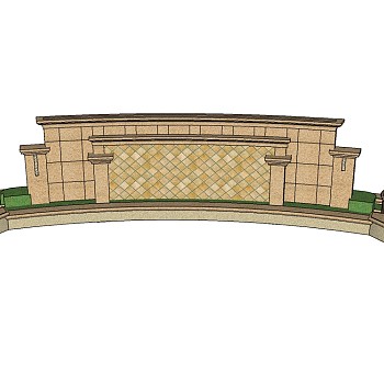 欧式景观墙草图大师模型，景墙sketchup模型下载