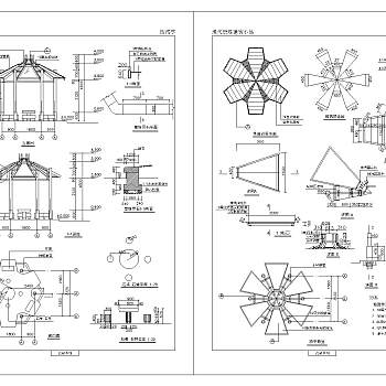 景观亭cad施工详图免费下载