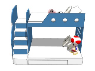 现代简约儿童床草图大师模型，儿童床SKP模型下载