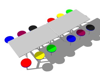 现代幼儿园桌椅草图大师模型，儿童桌椅su模型下载