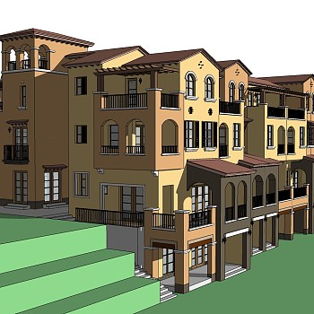 欧式别墅外观草图大师模型，别墅外观sketchup模型免费下载