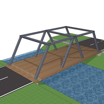 现代桥梁草图大师模型下载，sketchup桥梁su模型分享