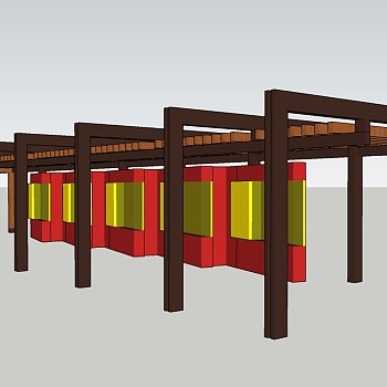 现代廊架草图大师模型，廊架sketchup模型下载