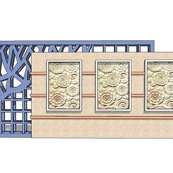 现代景观墙草图大师模型，景墙sketchup模型下载