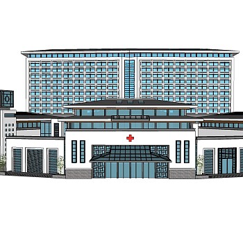 现代医院su模型，医院草图大师模型下载