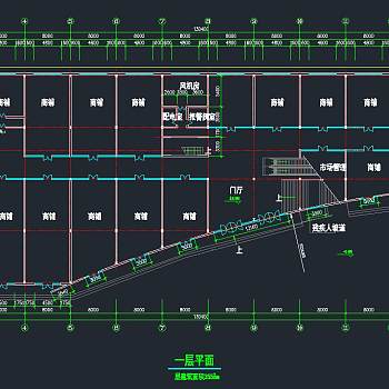 二层商场建筑设计图，商场CAD施工图纸下载